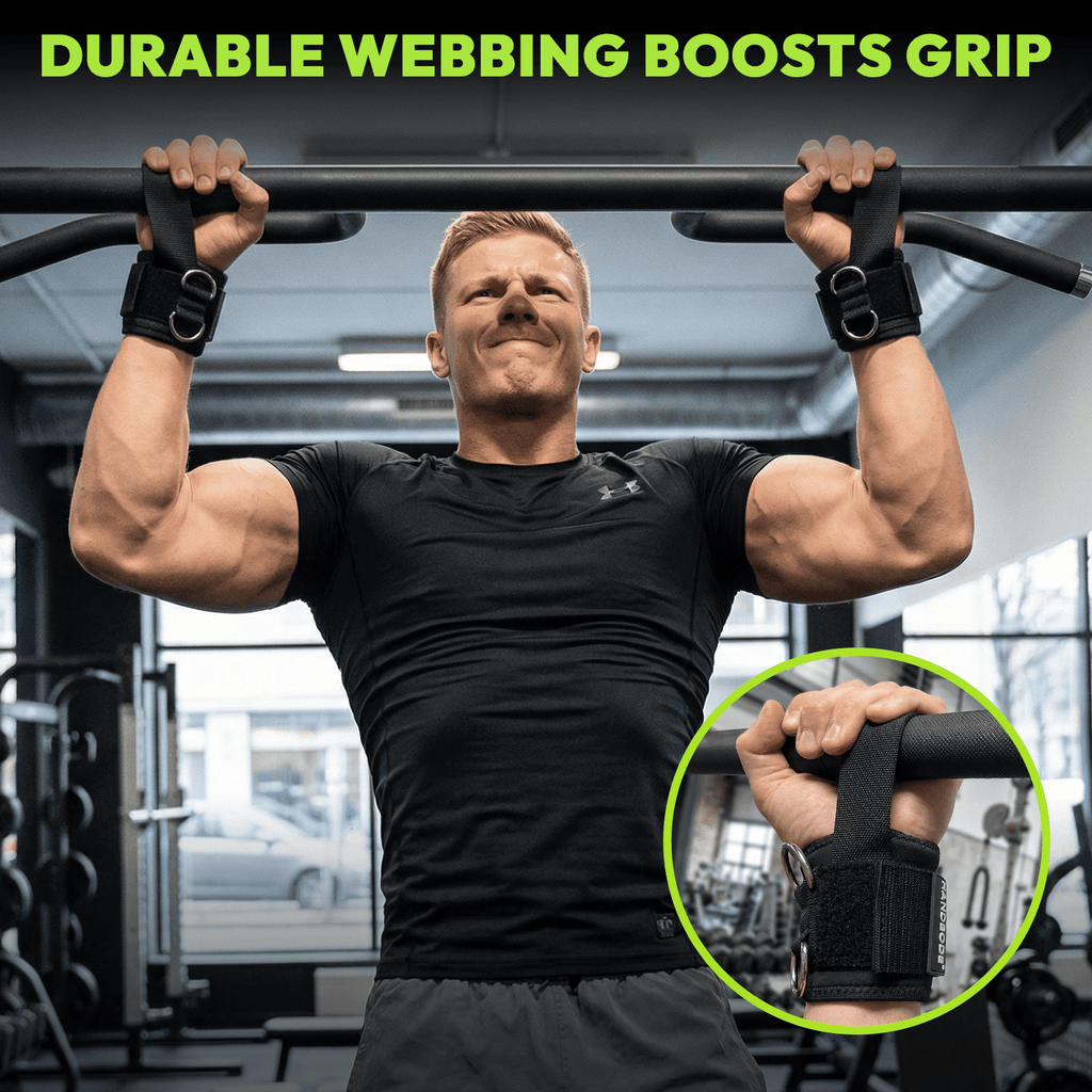 Weight Lifting Straps With Cuffed D Ring, Gym Wrist Straps for Men, Fit Cable Machine Workout, Black Nylon, Extra-Long & Extra-Thick, Enhanced Grip, Weightlifting, 2 PCS