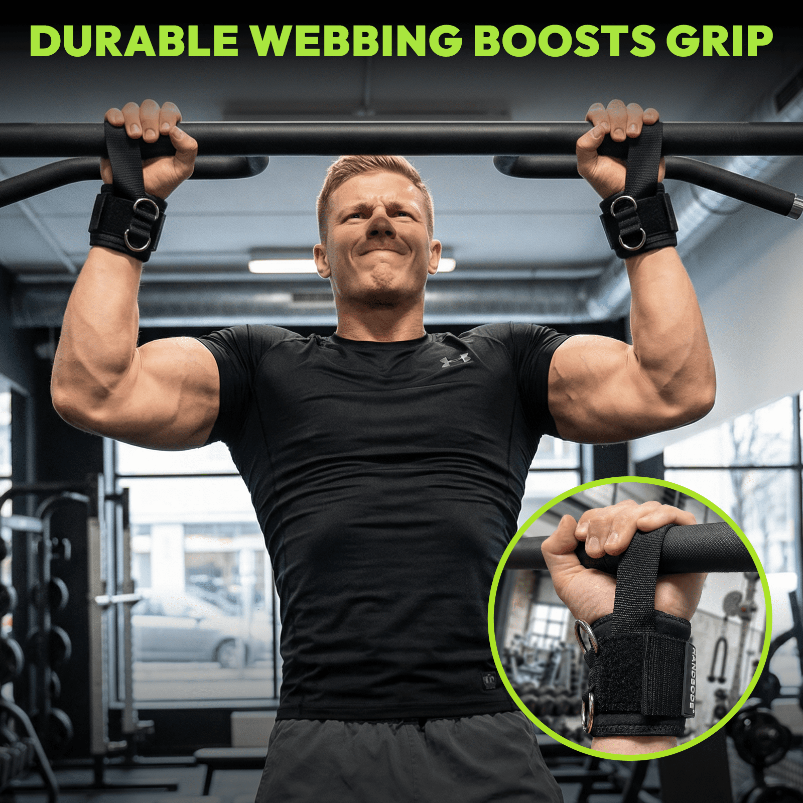 Weight Lifting Straps With Cuffed D Ring, Gym Wrist Straps for Men, Fit Cable Machine Workout, Black Nylon, Extra-Long & Extra-Thick, Enhanced Grip, Weightlifting, 2 PCS