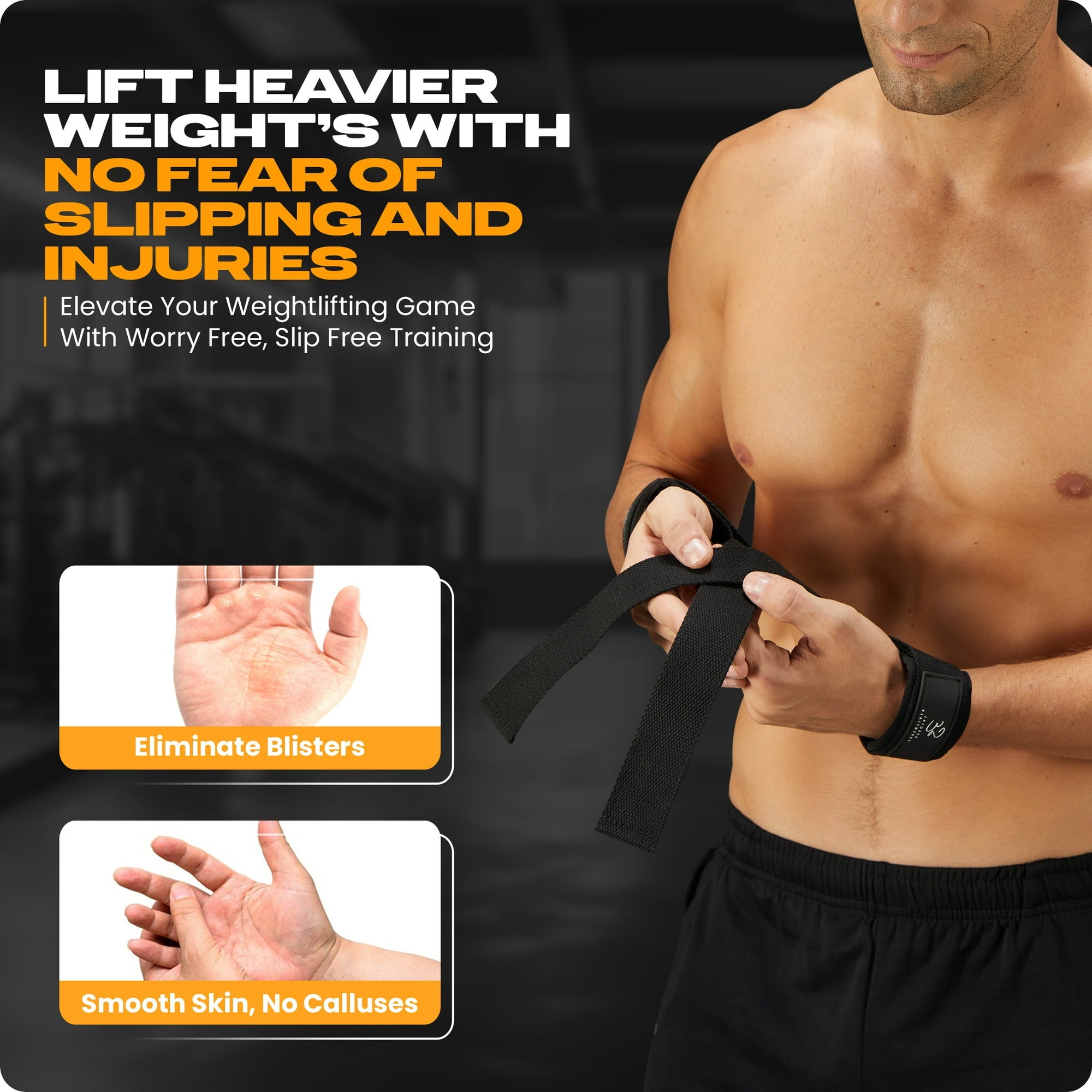 Weightlifting Wrist Straps – 2-Pack Adjustable Padded Neoprene Lifting Straps for Gym, for Men & Women