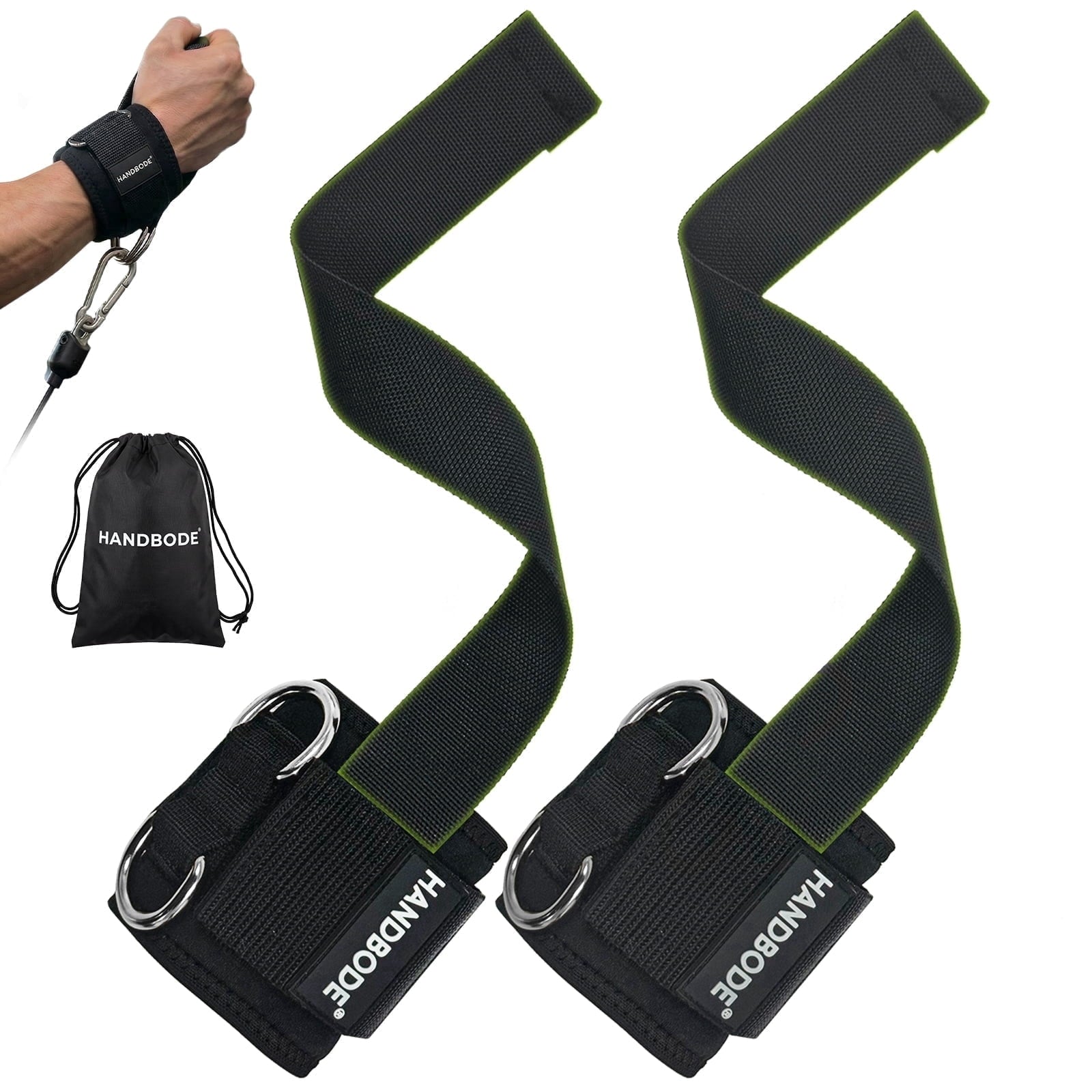 Weight Lifting Straps With Cuffed D Ring, Gym Wrist Straps for Men, Fit Cable Machine Workout, Black Nylon, Extra-Long & Extra-Thick, Enhanced Grip, Weightlifting, 2 PCS