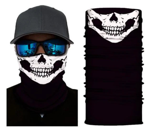 Smiley skull bandana neck gaiter