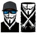 Sword clown print bandana neck gaiter