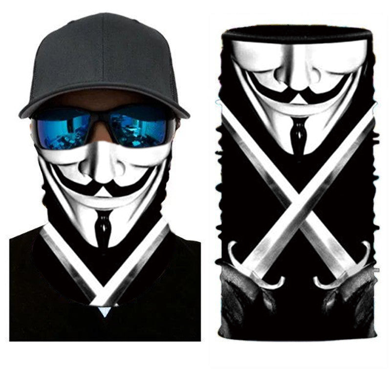 Sword clown print bandana neck gaiter