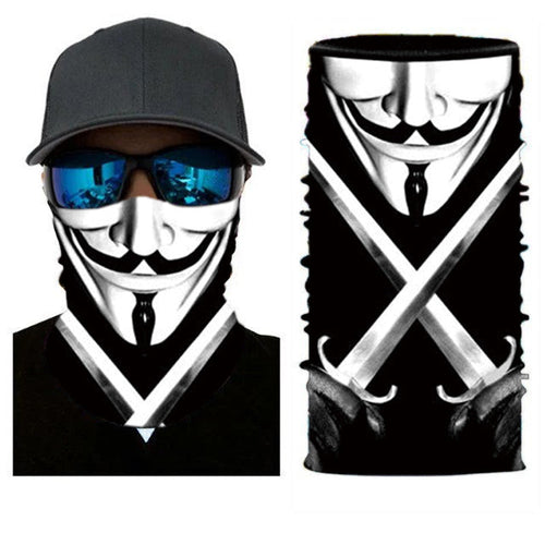 Sword clown print bandana neck gaiter