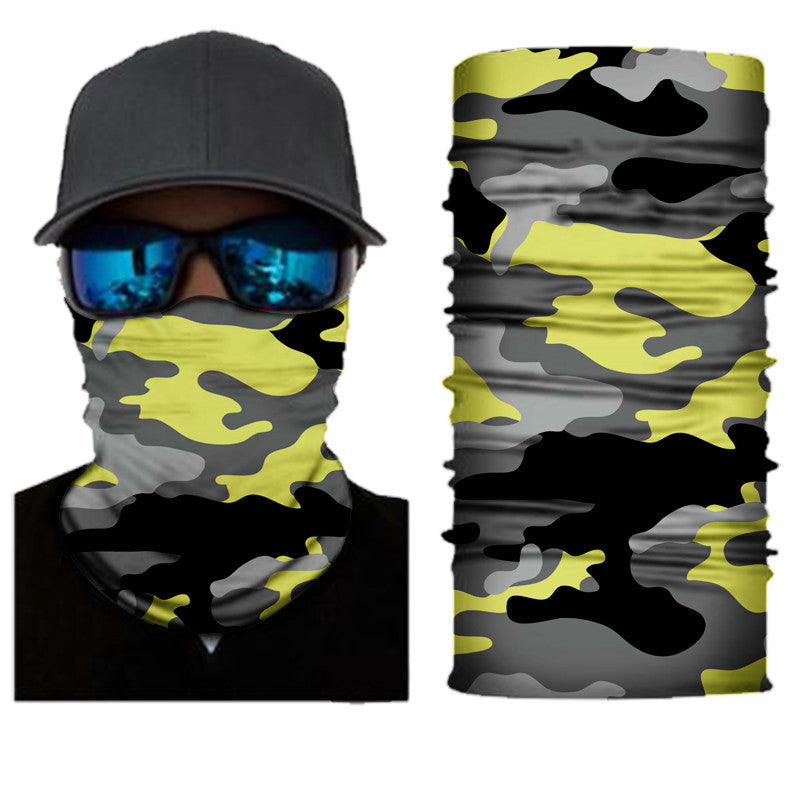 Yellow camo bandana neck gaiter