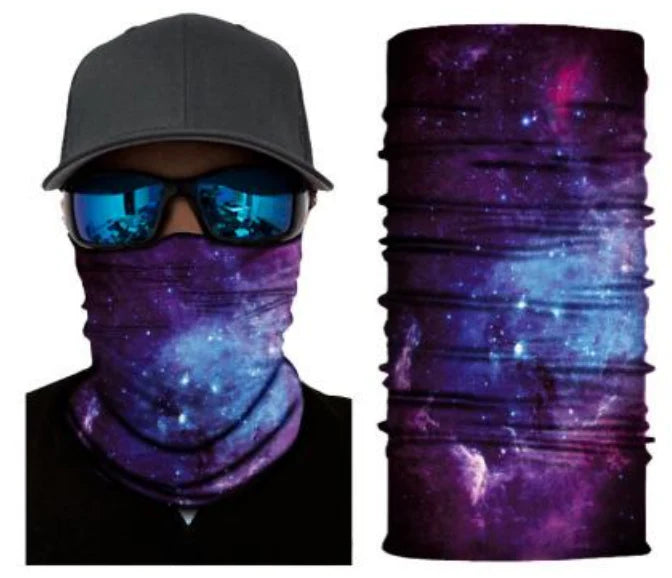 Night sky print bandana neck gaiter
