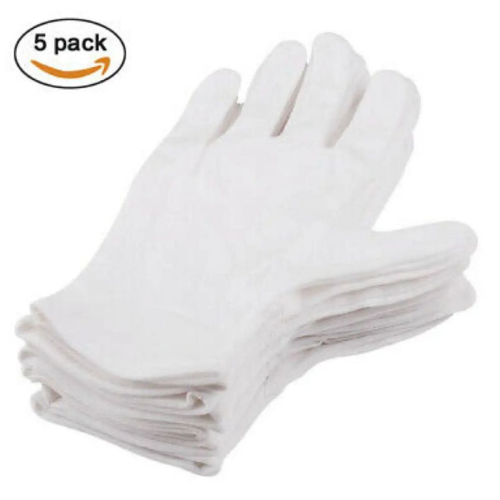 Pack of 5 Pairs White Cotton Summer Gloves for Men