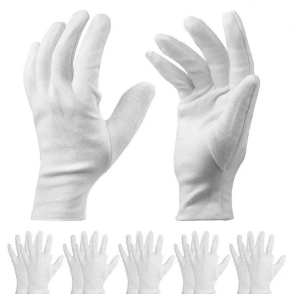 Pack of 5 Pairs White Cotton Summer Gloves for Men