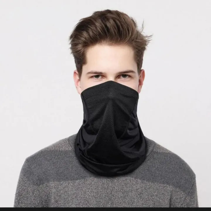 Pack of 4 with in Black colour Cotton Gloves Pair & Summer Neck gaiter Face Covering Unisex Summer Arm Sleeves and Cap , Neck Cover Face Mask