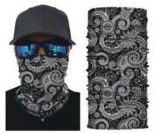 Black paisley bandana neck gaiter