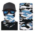 Blue and white camo bandana neck gaiter